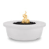 The Outdoor Plus 48" Tempe Concrete Gas Fire Pit in White Limestone finish exudes elegance with its smooth, matte surface and refined light color. The fire pit’s round design and central burner filled with black lava rocks create a classic look, making it a timeless piece for enhancing outdoor spaces. Perfect for adding sophistication to patios and backyards. 