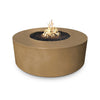 The Outdoor Plus 54-inch Occasional Height Florence Concrete Gas Fire Pit in a refined brown color, with a warm and inviting tone perfect for blending into any backyard or patio decor. This modern round fire pit features durable concrete construction and a spacious fire bowl that exudes a cozy, elegant ambiance. Ideal for entertaining and creating a warm focal point in outdoor spaces.