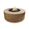 The Outdoor Plus 54-inch Occasional Height Florence Concrete Gas Fire Pit in a coffee brown finish, exuding a sophisticated and inviting vibe. The sleek round body and rich tone make this fire pit a versatile option for outdoor spaces, whether modern or traditional. Built from premium concrete, this luxurious fire feature offers warmth and ambiance for outdoor entertaining.