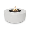 A White Limestone Florence Concrete Gas Fire Pit with a bright, neutral white tone and a stone-inspired finish. The pristine color enhances natural light, complementing the flickering fire. Suitable for minimalist patios, modern terraces, and luxurious backyard fire pits.