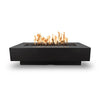Sleek and sophisticated, The Outdoor Plus 72" Del Mar Concrete Gas Fire Pit in black offers a bold aesthetic with an even flame distribution across the top. This fire pit is crafted for luxurious backyard fire features and enhances modern outdoor decor.