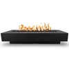 A striking and bold Outdoor Plus 96" Del Mar Concrete Gas Fire Pit in Black finish. Perfect for modern outdoor spaces, this gas fire pit features a smooth rectangular surface, a durable concrete body, and a central flame trough for warmth and ambiance.