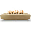 The warm and inviting Outdoor Plus 96" Del Mar Concrete Gas Fire Pit in Brown finish. This stylish gas fire pit features a durable concrete frame, a rectangular design with a wide flame trough, and is perfect for enhancing outdoor living areas.

