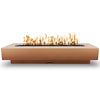 The stylish and contemporary Outdoor Plus 96" Del Mar Concrete Gas Fire Pit in Copper finish. This rectangular gas fire pit features a solid concrete base, a wide flame trough, and a warm metallic tone, perfect for modern outdoor living areas.