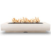 The Outdoor Plus 96-inch Del Mar Concrete Gas Fire Pit in Pearl, offering a polished concrete finish with a striking flame effect. This fire pit combines sophisticated design with high-quality materials, making it an excellent addition to upscale outdoor living areas.