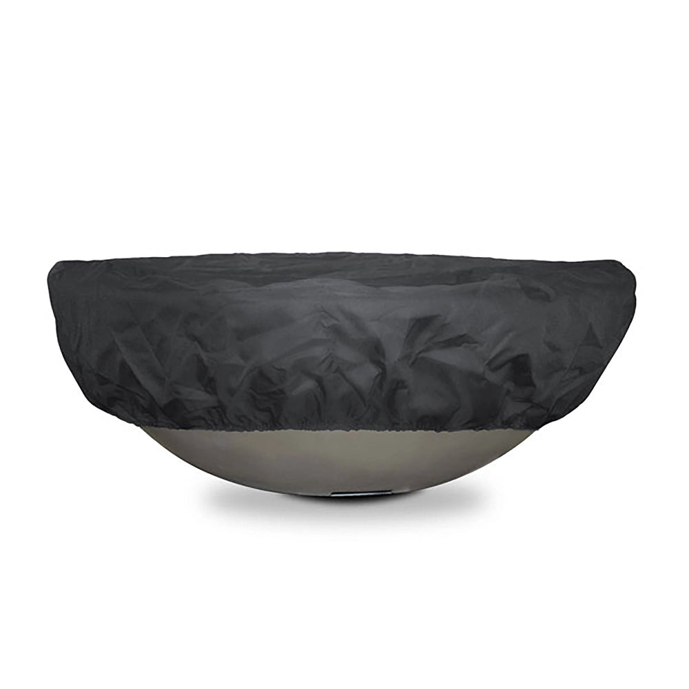 Isolated image of "The Outdoor Plus Round Firepit Cover" in a sleek, minimalistic design. The round cover is tailored to fit securely over round fire pits, ensuring full coverage with an elastic hem. Constructed from premium weather-resistant material, it offers long-lasting protection for fire pits, preventing moisture buildup, rust, and damage. Ideal for use with backyard fire pits, patio fire bowls, and round fire tables.