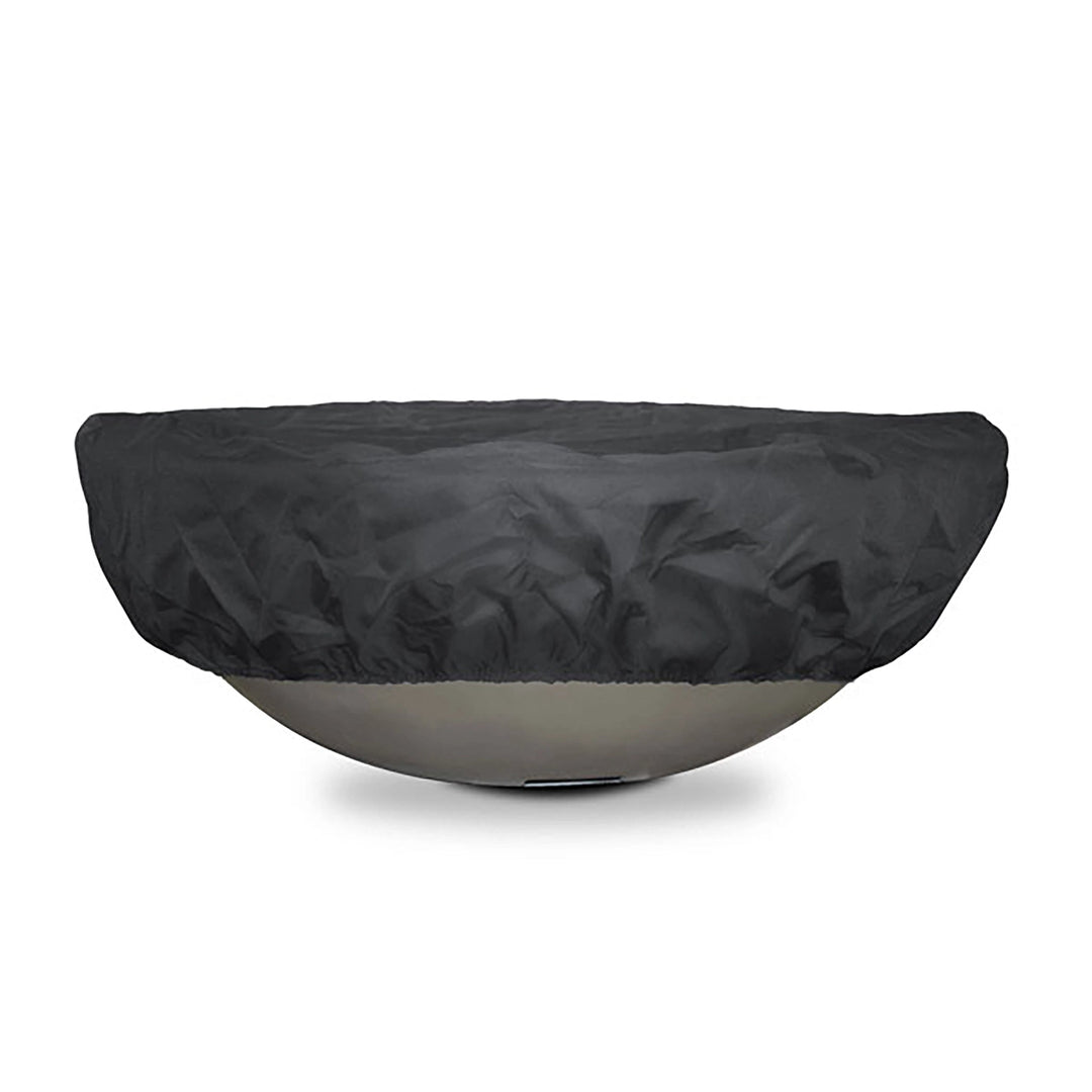 Isolated image of "The Outdoor Plus Round Firepit Cover" in a sleek, minimalistic design. The round cover is tailored to fit securely over round fire pits, ensuring full coverage with an elastic hem. Constructed from premium weather-resistant material, it offers long-lasting protection for fire pits, preventing moisture buildup, rust, and damage. Ideal for use with backyard fire pits, patio fire bowls, and round fire tables.