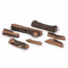 Disassembled 24-inch Real Fyre Vented Designer Plus Gas Logs in Split Oak. Each log features authentic details, replicating the appearance of freshly split wood, allowing for versatile log placement in a gas fireplace. Designed for natural gas fireplaces with a vented system.