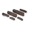 Real Fyre 24-inch Post Oak vented gas log set displayed disassembled, showcasing individual logs with detailed bark patterns for customizable fireplace arrangements.