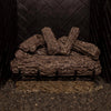 Real Fyre 30-inch Rustic Oak vented gas logs arranged neatly on a durable grate, featuring lifelike textures ideal for natural gas fireplaces without active flames.