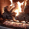 Real Fyre Vented GX45 Fireplace Burner in action within a fireplace setting, creating a warm and realistic flame appearance. This lifestyle image showcases the burner with glowing embers and detailed flame patterns, replicating a traditional wood-burning fire. Perfect for enhancing the ambiance of any home with a realistic gas fireplace.