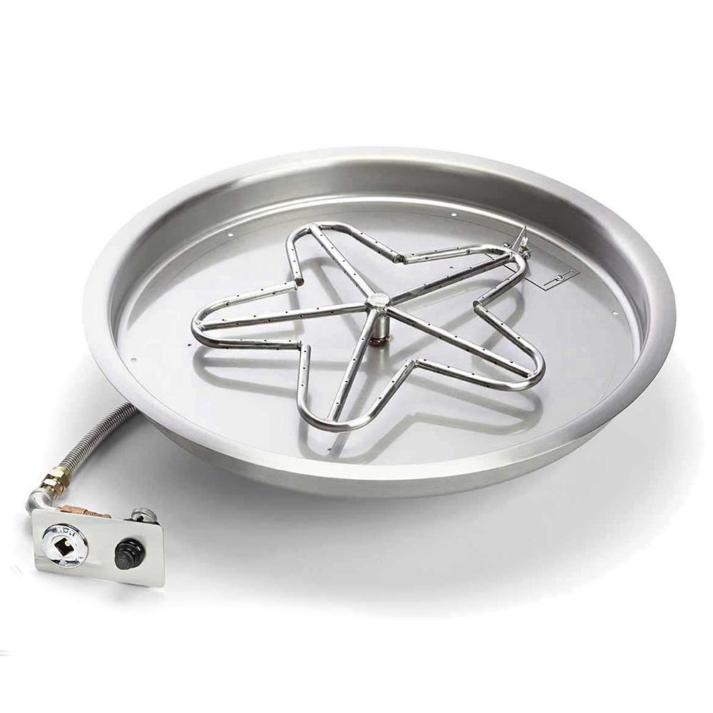 25" Round Flat Pan Push Button Ignition Fire Pit Insert with 18"  Burner - Starfire Direct