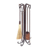 5 Piece Antique Copper Hammered Crook Fireset - Starfire Direct