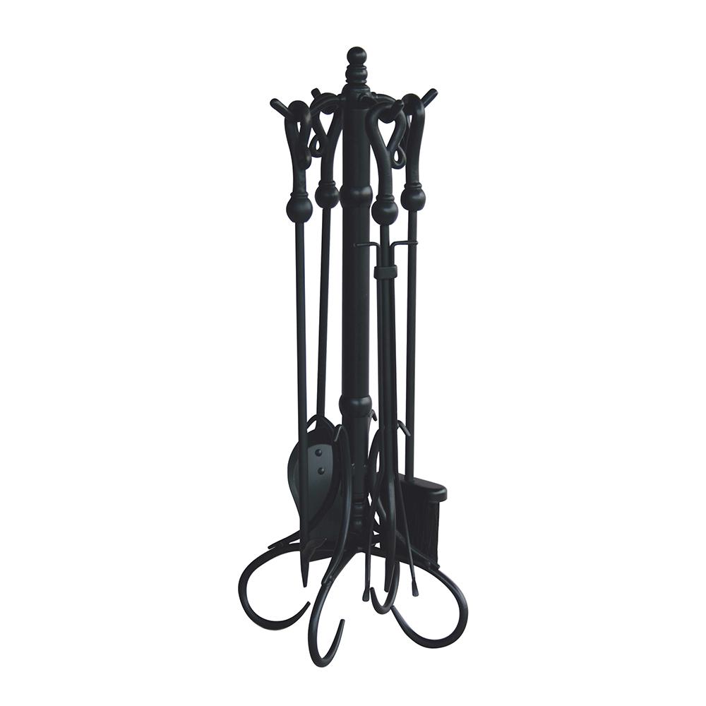 5 Piece Black Fireset with Crook Handles - Starfire Direct