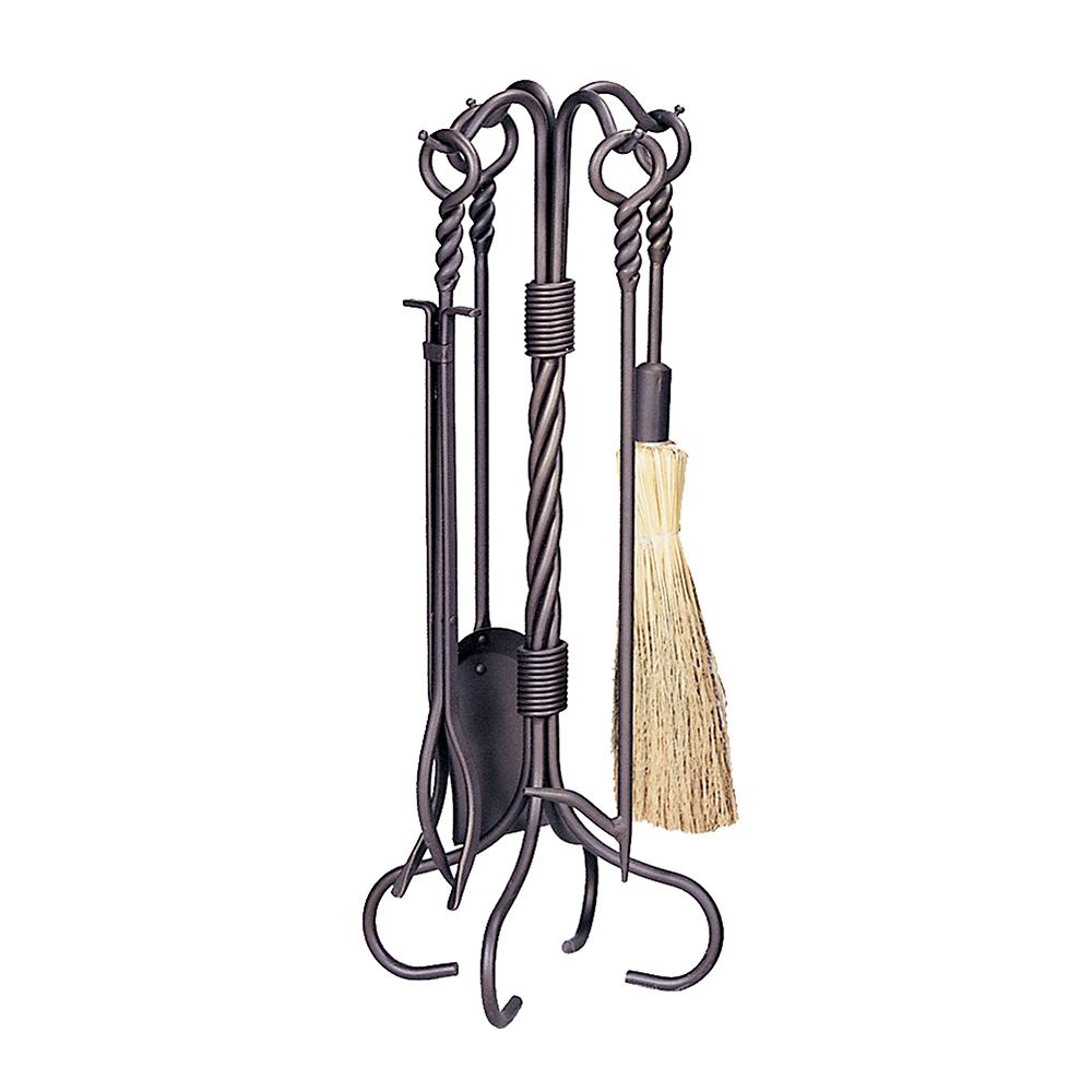 5 Piece Bronze Fireset With Ring/Swirl Handles - Starfire Direct