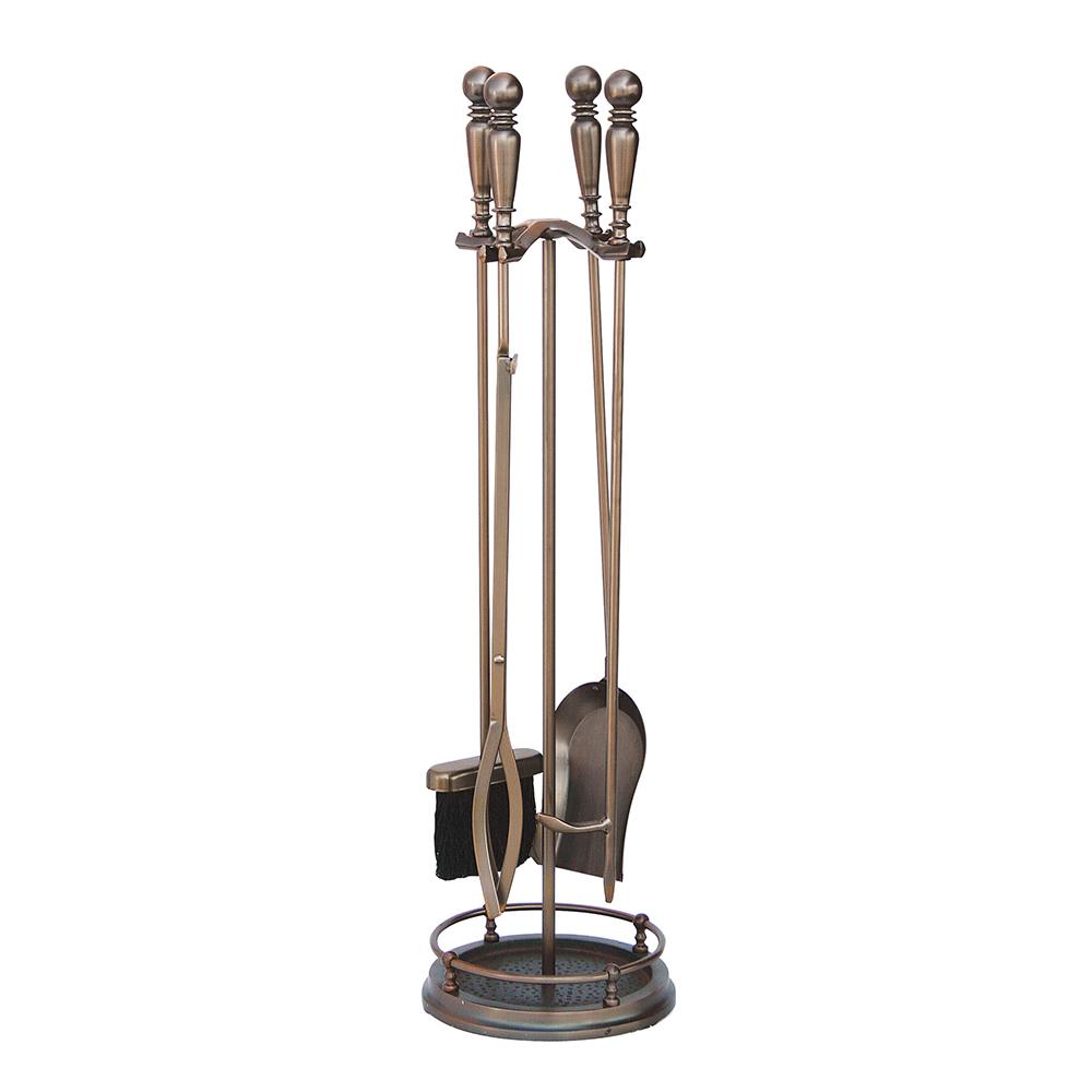 5 Piece Venetian Bronze Fireset with Ball Handles - Starfire Direct