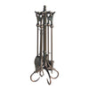 5 Piece Venetian Bronze Fireset with Crook Handles - Starfire Direct