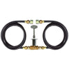 Dual hose fire pit key valve assembly kit with two flexible gas hoses and a key-operated control valve, ideal for managing gas flow to fire pits or similar installations