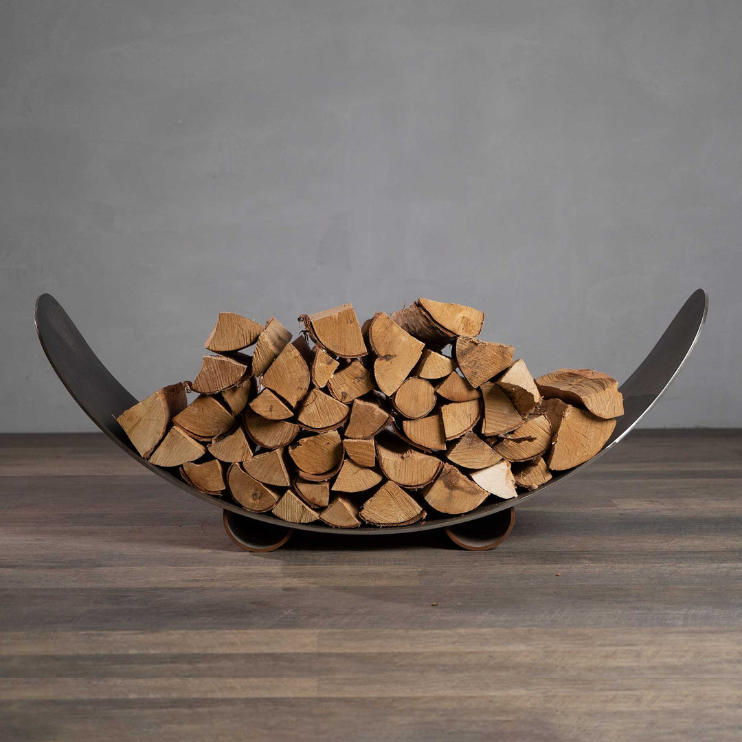 Fire Pit Art Carbon Steel Crescent Log Rack