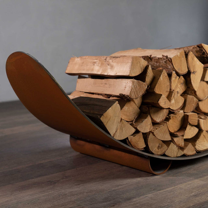 Fire Pit Art Carbon Steel Crescent Log Rack