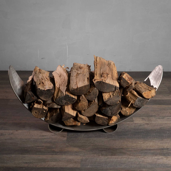Fire Pit Art Stainless Steel Crescent Log Rack