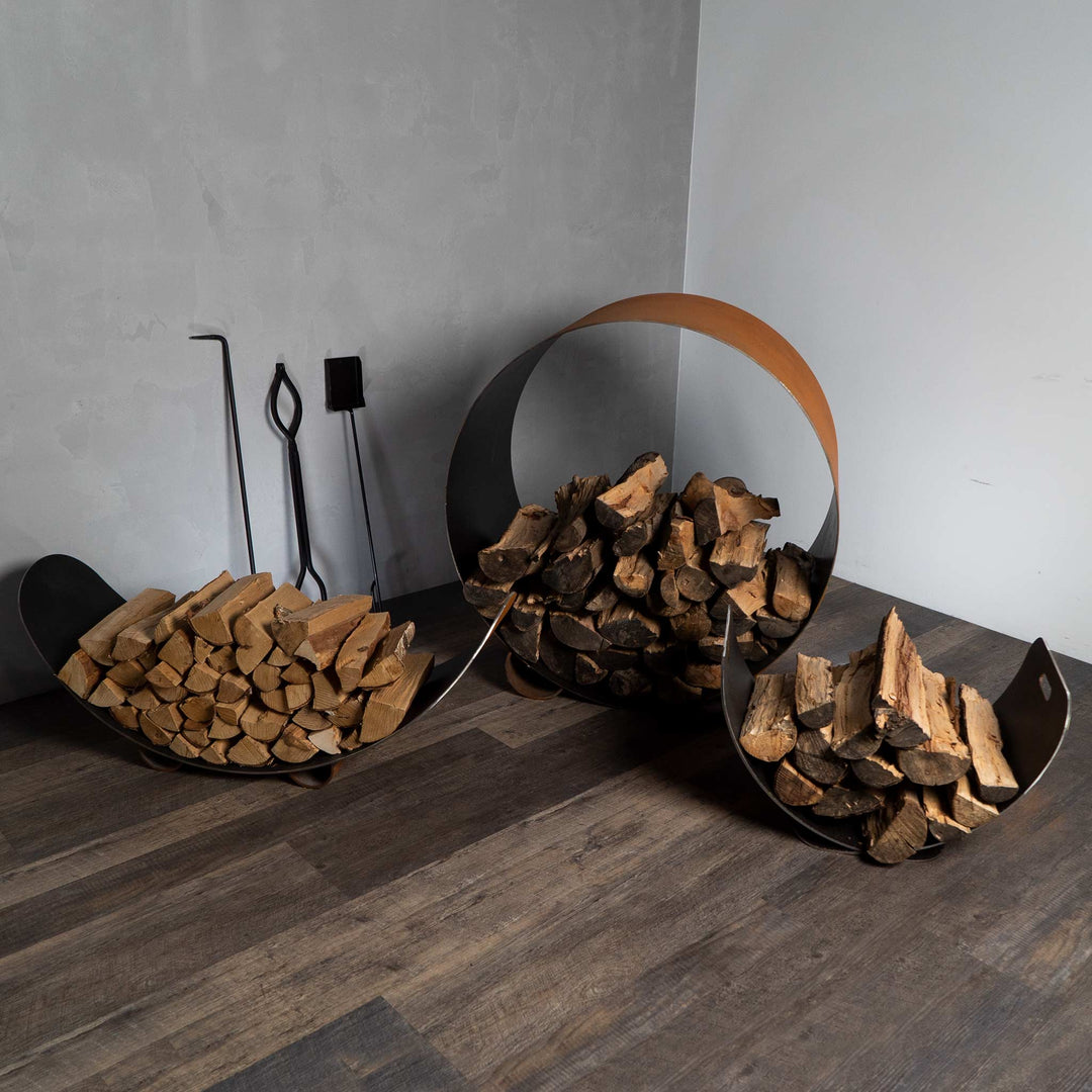 Fire Pit Art Carbon Steel Crescent Log Rack
