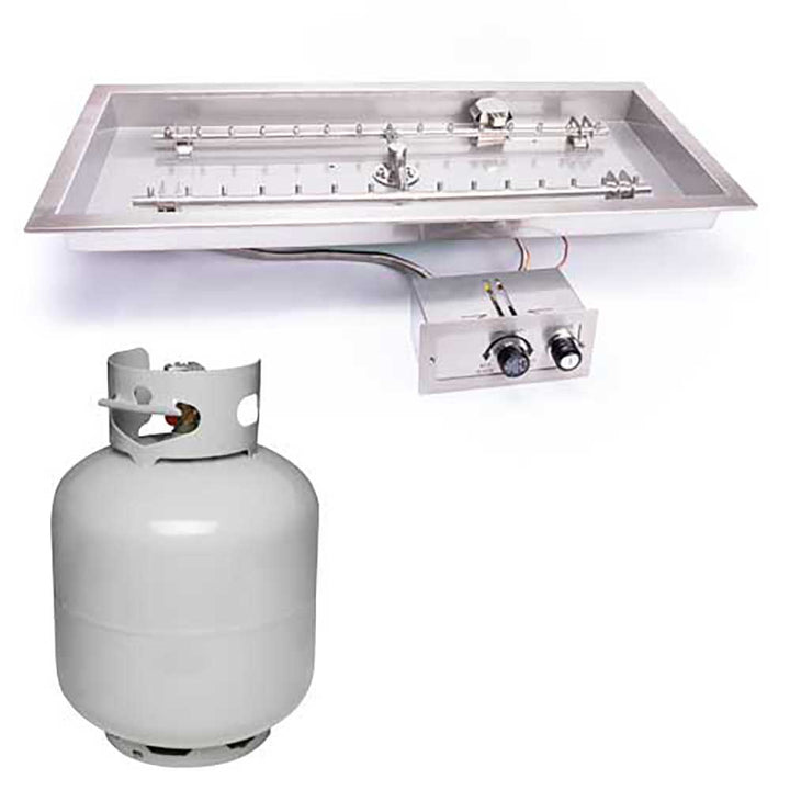 Rectangle Drop-In Torpedo Fire Pit H-Burner Kit for Small LP Tank Push Button Ignition by HPC Fire