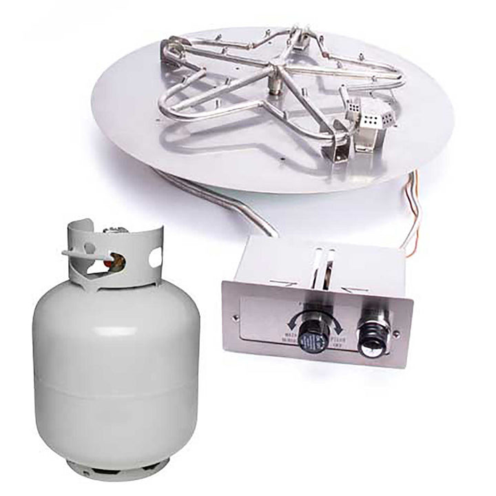 Round Flat Torpedo Fire Pit Burner Kit for Small LP Tank Push Button Ignition by HPC Fire