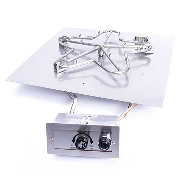 Square Flat Torpedo Fire Pit Burner Kit Push Button Ignition by HPC Fire