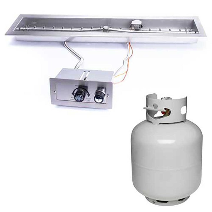 Linear Trough Torpedo Fire Pit Burner Kit for Small LP Tank Push Button Ignition by HPC Fire