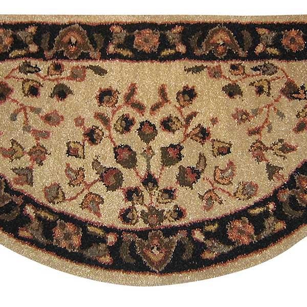 Beige Floral Hand-Tufted Wool Hearth Rug