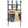 Black Log and Kindling Rack with Tools