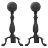 Black Wrought Iron Ball Andirons