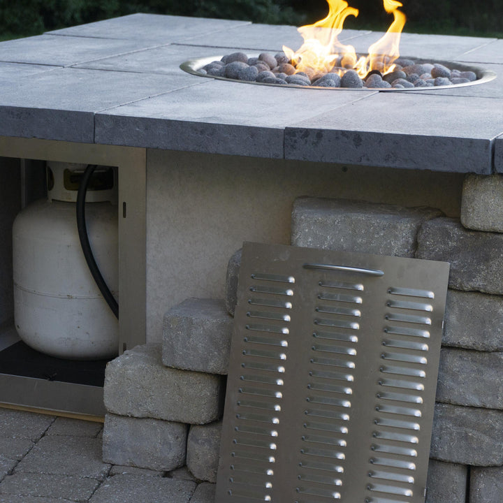 Square Unfinished LPT Fire Pit Enclosure with Burner by HPC Fire