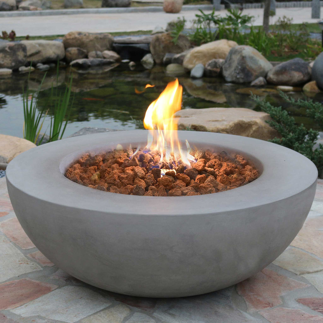 42" Round Lunar Concrete Fire Bowl by Elementi