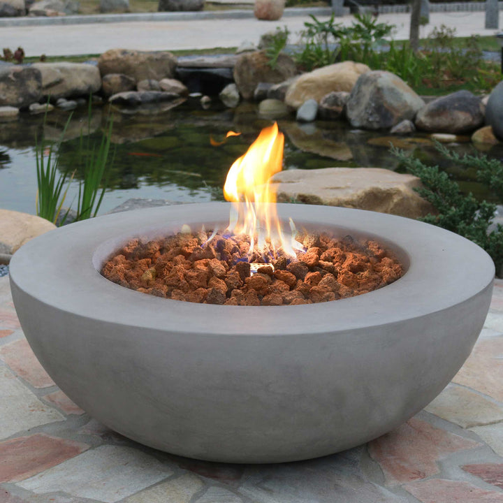 42" Round Lunar Concrete Fire Bowl by Elementi