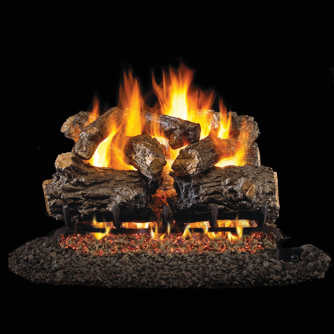 Vented Gas Logs Burnt Rustic Oak by Real Fyre