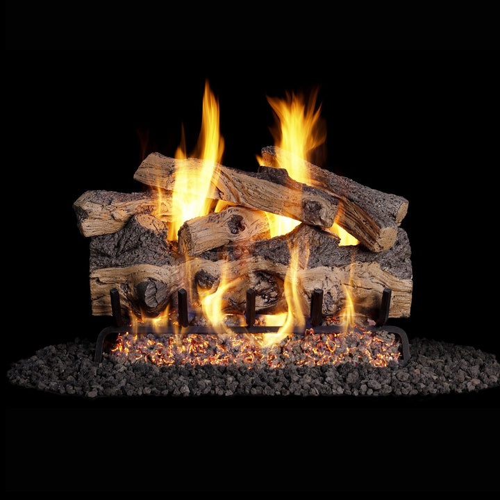 Vented Gas Logs Gnarled Split Oak by Real Fyre