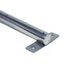 Close-up view of a stainless steel burner tube with mounting bracket by Starfire Designs, featuring precision construction for durable outdoor fire pits